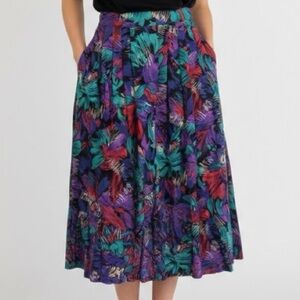 Vintage 80s Collections Hawaiian Floral Midi Skirt 8